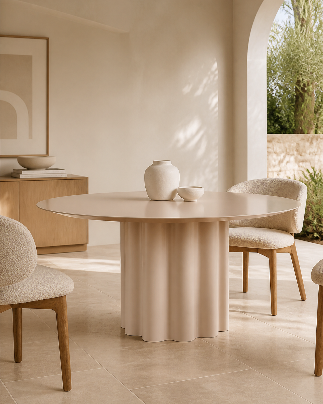 Arc Round Dining Table — styled interior scene