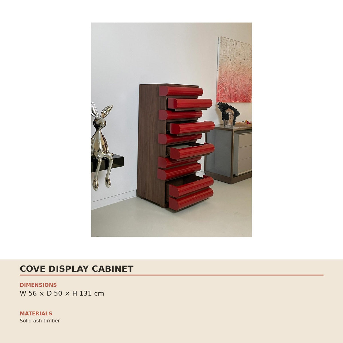 Cove Display Cabinet — technical dimensions (W 56 × D 50 × H 131 cm)