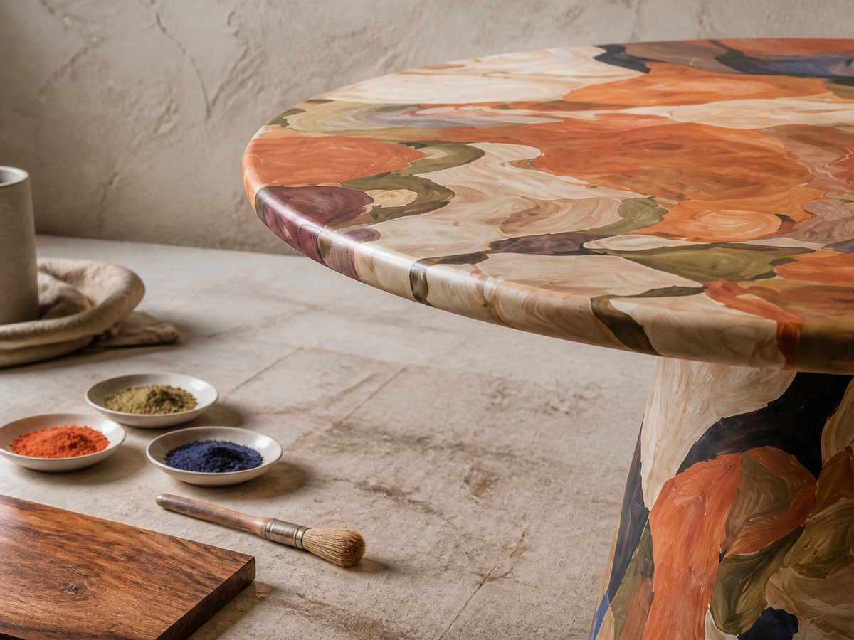 Chroma Round Dining Table hand-finished colour and material detail