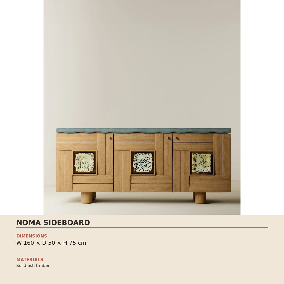 Noma Sideboard — technical dimensions (W 160 × D 50 × H 75 cm)