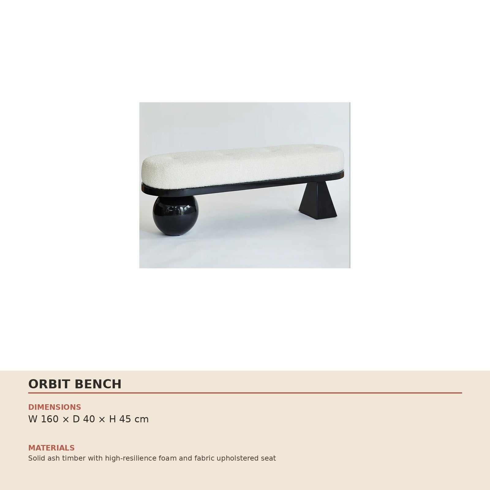 Orbit Bench dimensions and material specification