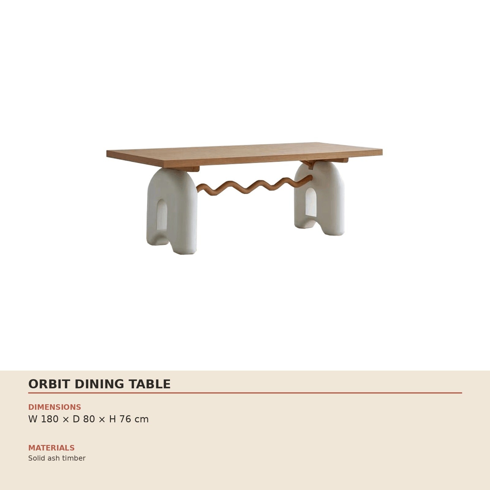 Orbit Dining Table dimensions and material specification