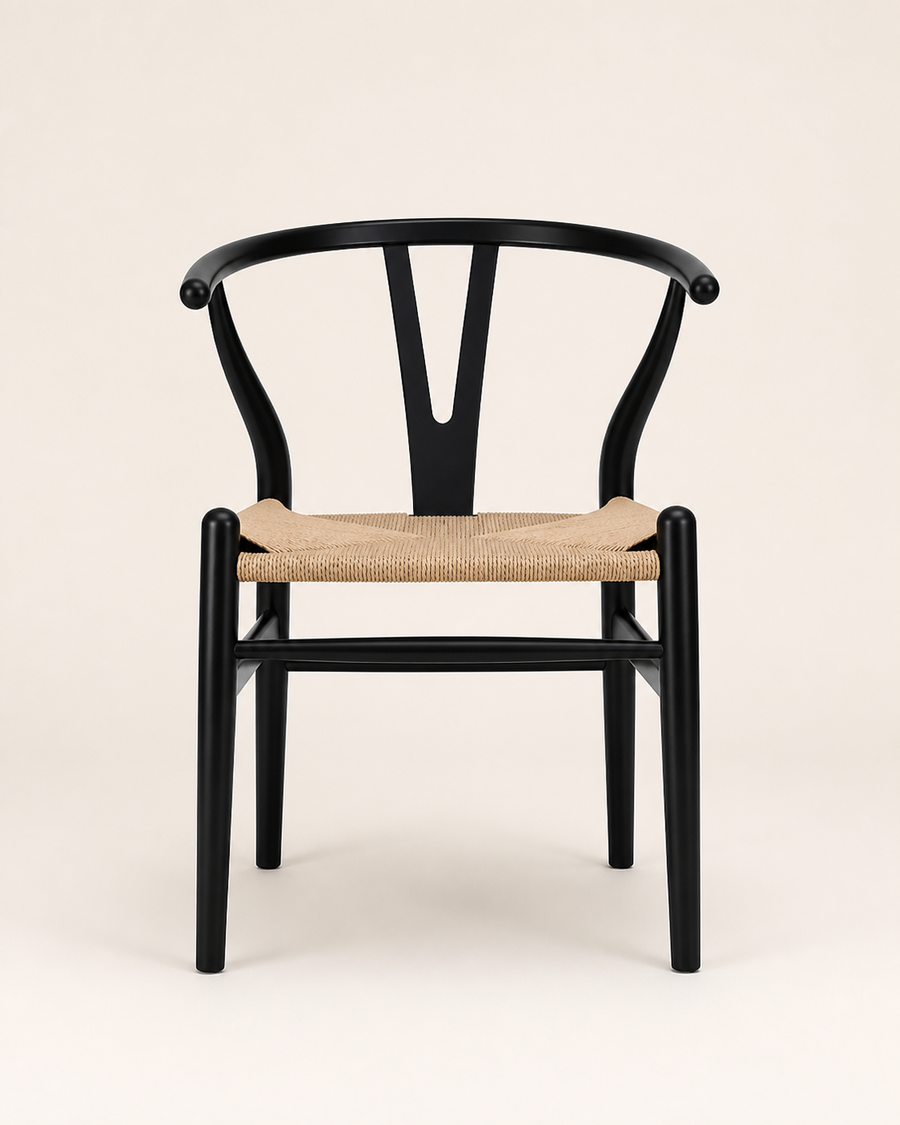 Pebble Cane Chair — front view