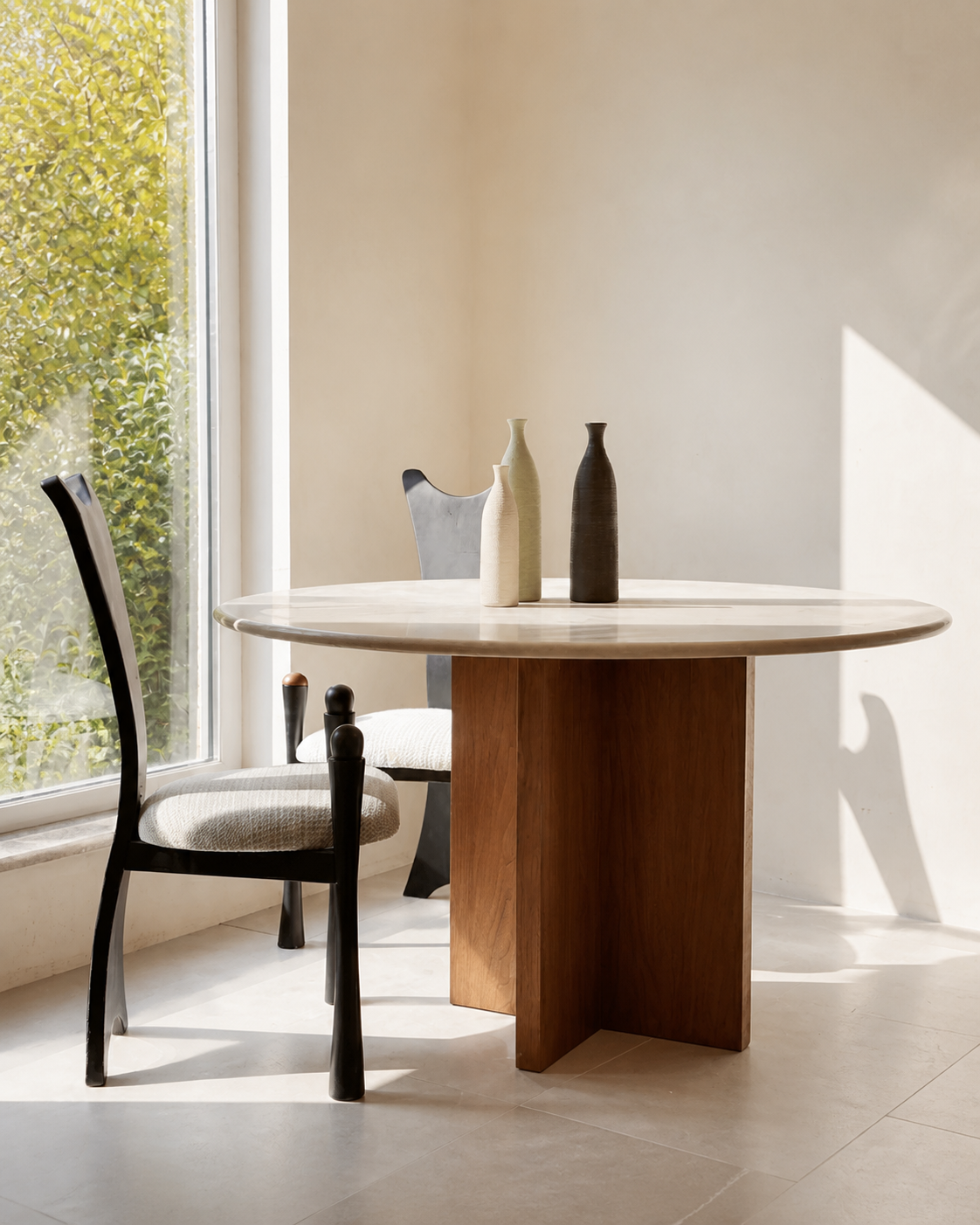 Solace Round Dining Table — styled interior scene
